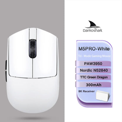 Darmoshark M5 Air Wireless Gaming Mouse Forged Carbon Fiber 30K DPI PAW3395 Sensor Lightweight Ergonomic Mouse for PC Gaming