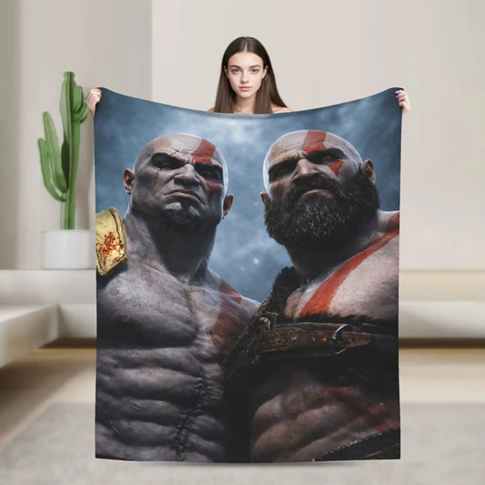 God of War Game Gamers Kratos Blanket  Soft Warm Funny Plush Throw Blanket For Home Decor Travel Flannel Bedspread Bed Cover