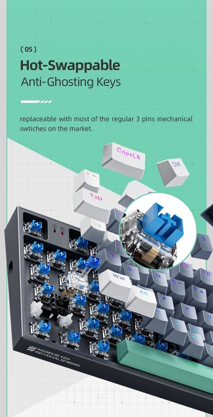 MACHENIKE K500-B94 Mechanical Keyboard Wired Gaming Keyboard, 94-Key Hot Swappable RGB Mechanical Keyboard with PBT Keycaps, Compact 90% Gaming Keyboard for PC & Laptop