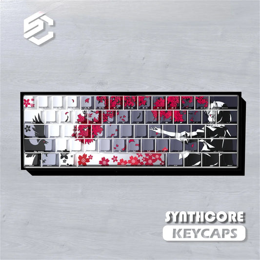 Sakura Raven Keycaps Cherry Side-engraved Translucent Keycaps PBT 129 Keys for Wooting 68/84/87/104 Mechanical Keyboards.