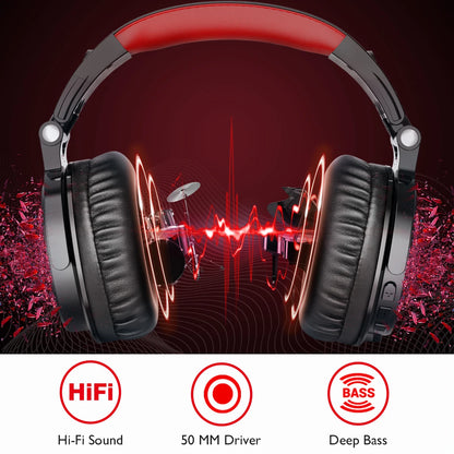OneOdio 110H Wireless Bluetooth 5.2 Gaming Headset – 110H Battery Life, Deep Bass Over-Ear Headphones with Microphone, Wired & Wireless 2-in-1 PC PS4 Headset
