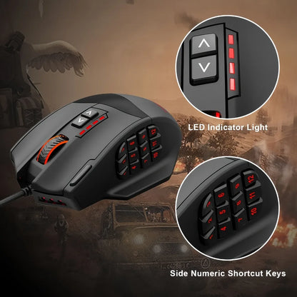 E-YOOSO X-39 Programmable Gaming Mouse RGB Wired Mouse with 17 Buttons, Adjustable DPI, Removable Weights, Ergonomic Gaming Mouse for PC