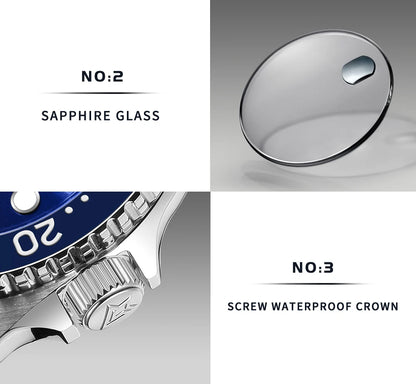 CADISEN New Luminous Men Mechanical Wristwatches Ceramic Bezel Sapphire Glass Automatic Watch Men Relogio Masculino