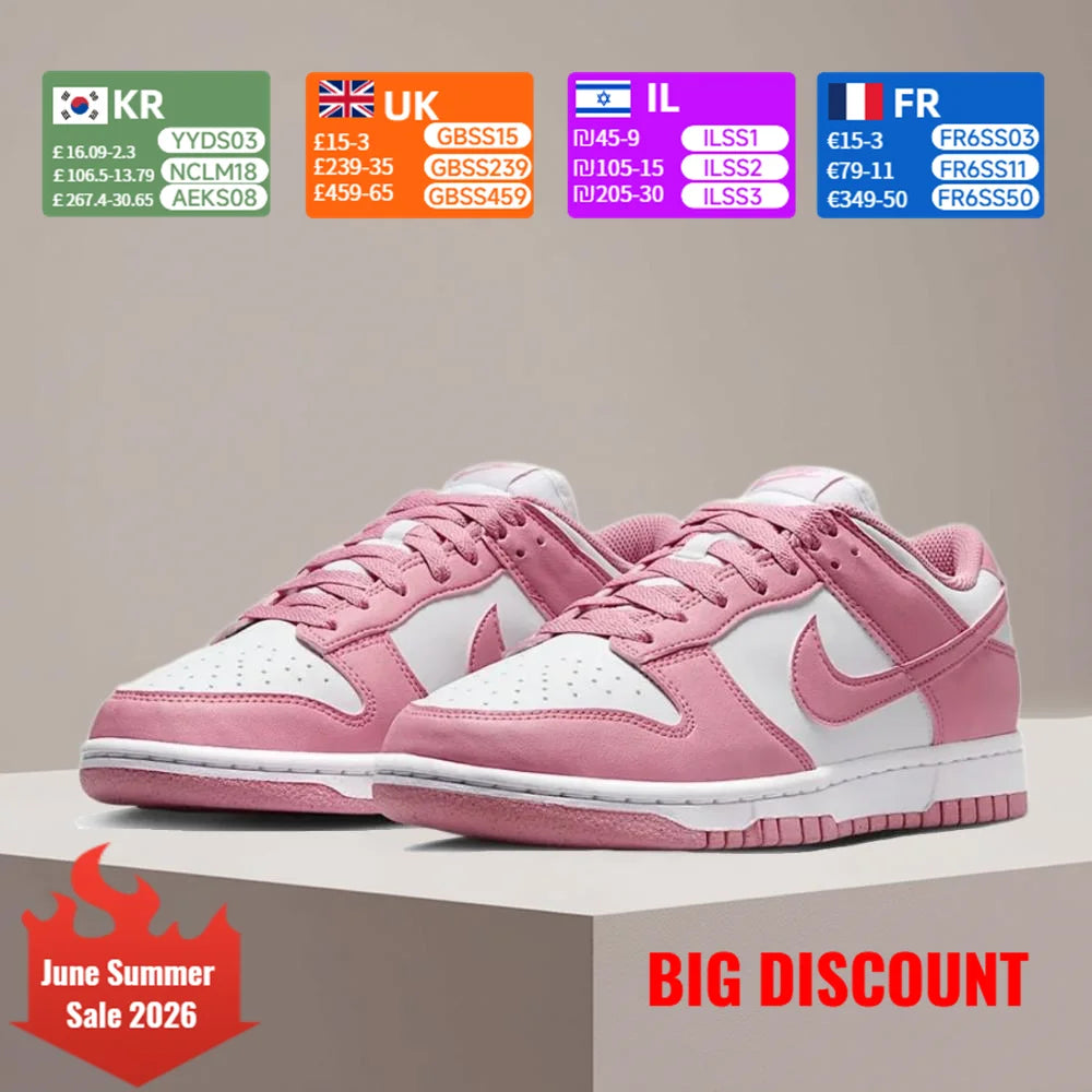 Nike Dunk Low w kolorze różowo-białym – niskie, retro, codzienne trampki, wytrzymałe buty do skateboardingu dla kobiet DD1873-112