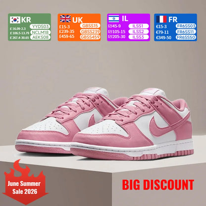 Nike Dunk Low w kolorze różowo-białym – niskie, retro, codzienne trampki, wytrzymałe buty do skateboardingu dla kobiet DD1873-112