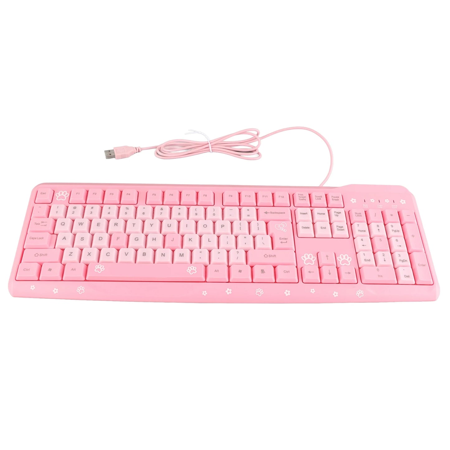 104 Keys USB Wired Keyboard Ultra Thin Cute Cartoon Ergonomic Computer Keyboard Plug and Play for Home PC Laptops
