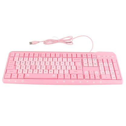 104 Keys USB Wired Keyboard Ultra Thin Cute Cartoon Ergonomic Computer Keyboard Plug and Play for Home PC Laptops