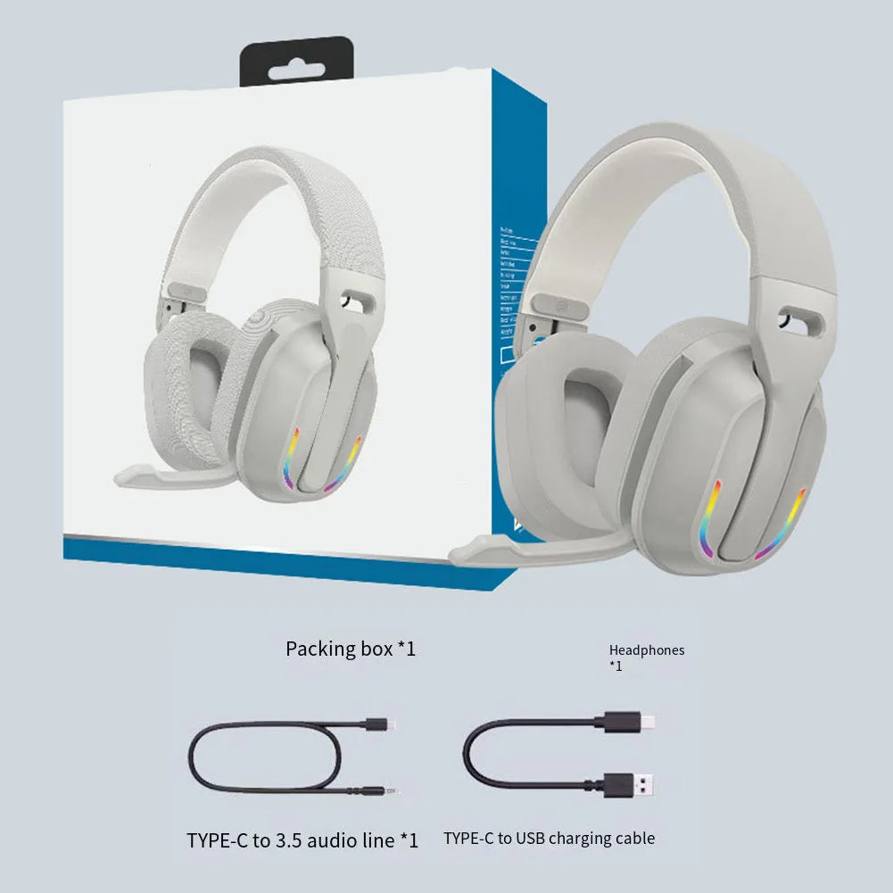 B500 RGB Wireless Gaming Headset Bluetooth 5.4 Noise Cancelling Headphones with Mic, 60H Playtime, HD Stereo Sound for PC, Mobile & Console Gaming