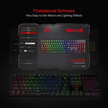 Redragon K582 SURARA RGB Mechanical Gaming Keyboard with 104 Keys, Red Switches, RGB Backlit Wired Gaming Keyboard for PC & Mac