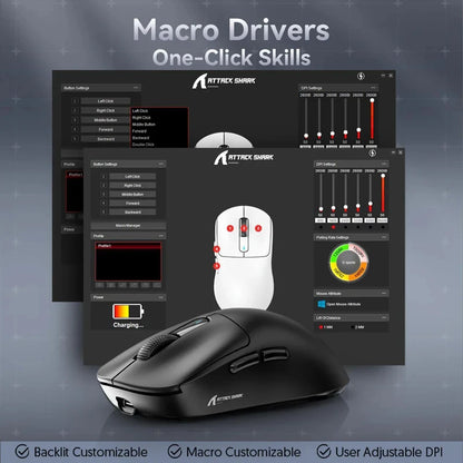 ATTACK SHARK X3 Pro Wireless Gaming Mouse, Tri-Mode Bluetooth & 2.4GHz PAW3395 26000 DPI Lightweight Gaming Mouse with 4KHz Polling Rate