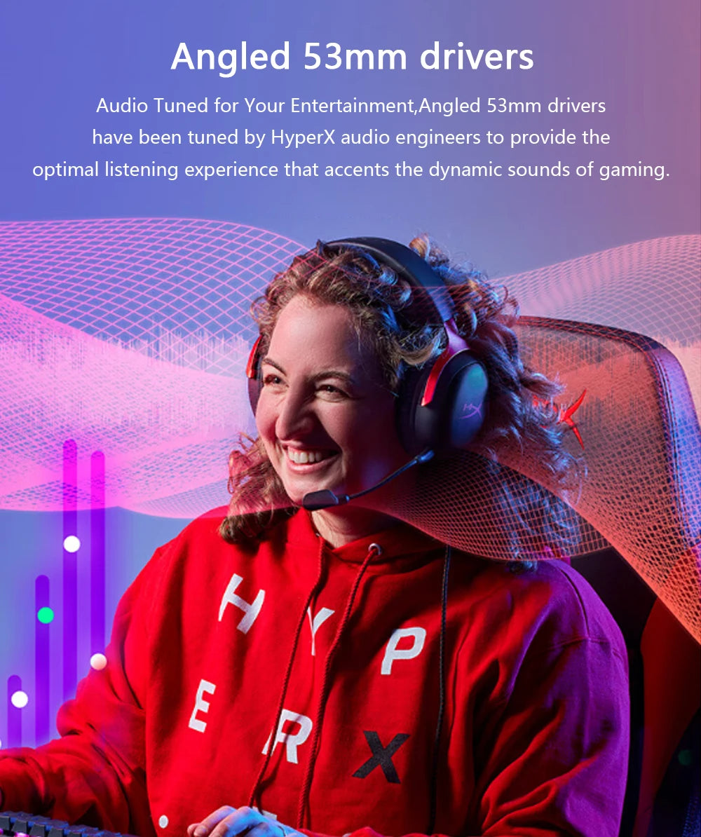 HyperX Cloud III Wired Gaming Headset with DTS X Spatial Audio, 53mm Drivers, Noise Cancelling Mic – USB & 3.5mm Gaming Headphones for PC, PS5, Xbox, Switch
