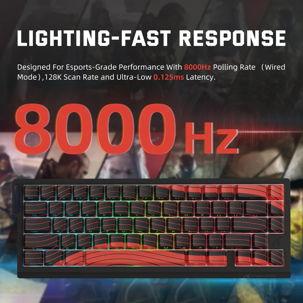 ATTACK SHARK X68PRO HE Wireless Rapid Trigger Gaming Keyboard, Magnetic Switch RGB Mechanical Keyboard, Tri-Mode Bluetooth/2.4GHz/Wired Hot-Swap Gaming Keyboard