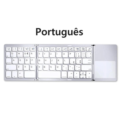 Russian/Spanish/English B033 Mini Foldable keyboard, Wireless Bluetooth Keyboard Recharger with Touchpad for Windows Android IOS