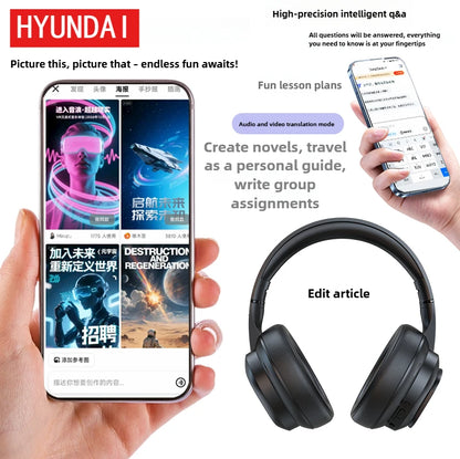 HYUNDAI X1PRO Wireless Bluetooth 6.0 AI Translation Earbuds – 100+ Languages, Touch Control LED Screen Noise Cancelling Headphones