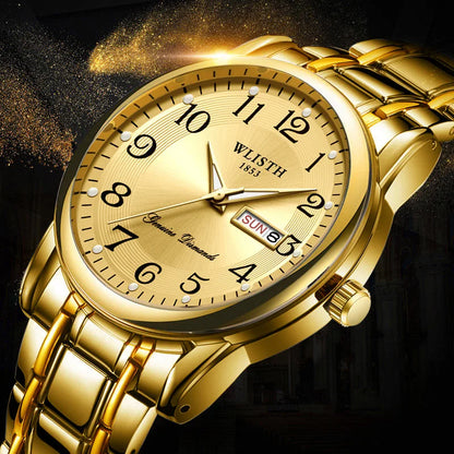 Luxury ladies’ watch, quartz watch, digital wristwatch, water-resistant, with calendar and backlight; fashionable and professional style, also suitable for men.