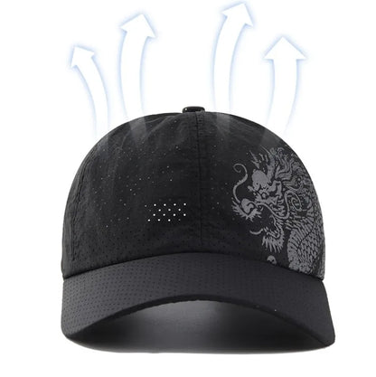 1 pcs Men's Printed Chinese Style Dragon Pattern Quick-Drying Mesh Baseball Cap Outdoor Leisure Fashion Sun Protection
