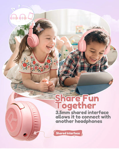 Awatrue Kids Headphones with Microphone, Safe Volume Limited Wired Kids Headphones for School, Toddler & Children, Comfortable Stereo Headset for Learning, Travel & Gaming