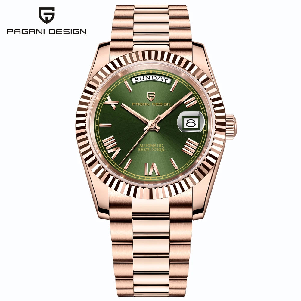 PAGANI DESIGN Luxury Men Watch Sapphire mirror Luminous Stainless Steel Watch Week Date Mechanical Waterproof ST16 Man watch