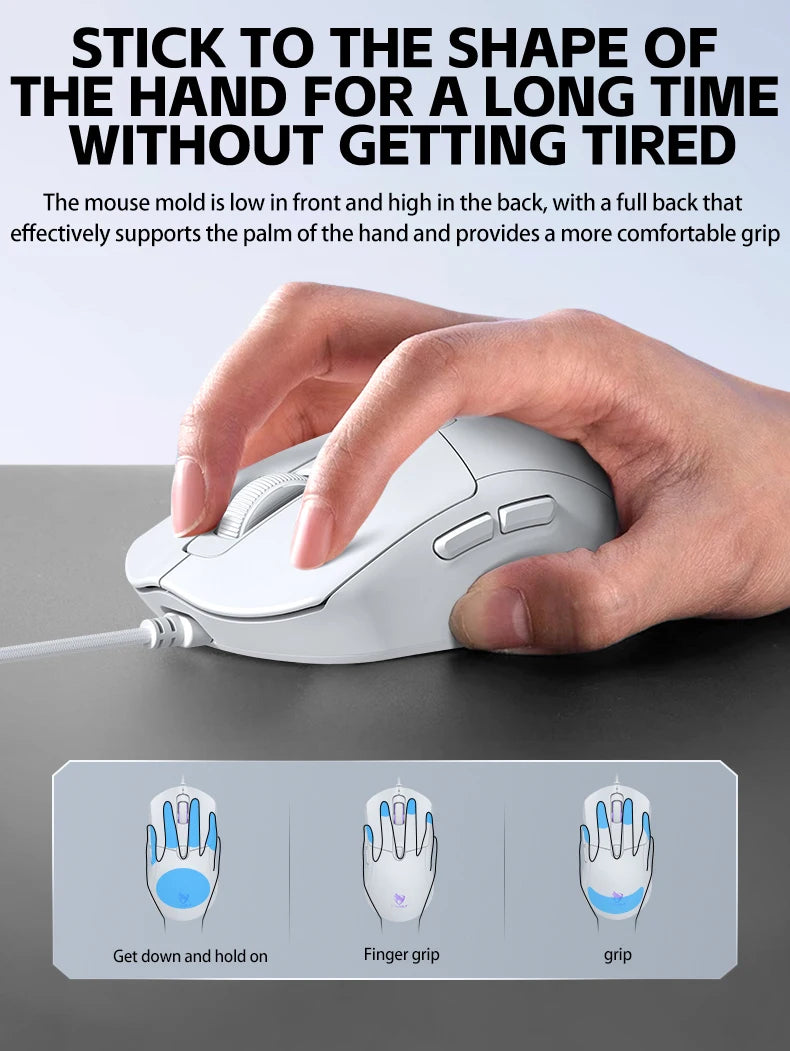 2026 Wired Gaming Mouse RGB with Anti-Slip Grip, 6-Key Ergonomic Gaming Mouse for PC, Desktop & Laptop, Adjustable DPI Wired Gaming Mouse