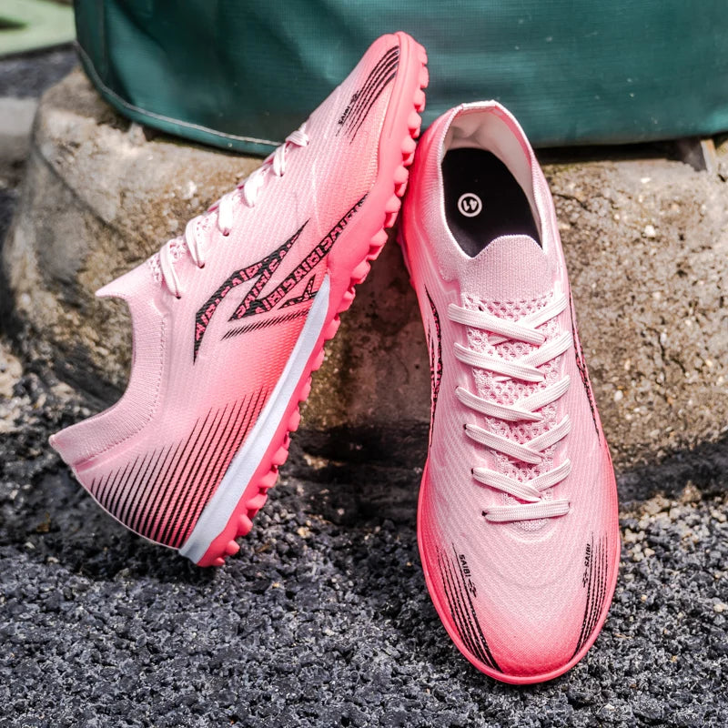 Chaussures de football pour hommes TF Turf, dessus en PU respirant, semelle extérieure en caoutchouc antidérapante, chaussures légères pour l'entraînement sur gazon artificiel.