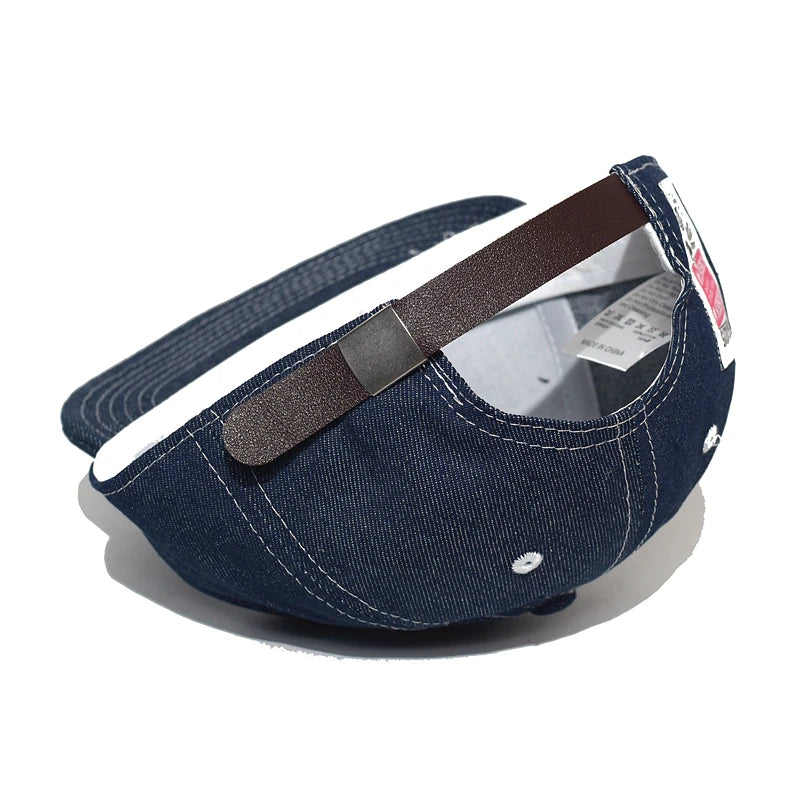 Four Seasons Fashion baseballkasket i denim med kort skygge til mænd og kvinder – Dad Hat – justerbar i Trucker-stil – kasketter med lav profil