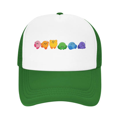 Adult Kirbys Rainbow Trucker Caps Vintage Mesh Baseball Caps Snapback Caps  Dad Hat Sun Hat Breathable Sports Cap Wholesale New
