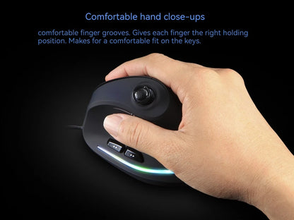 ZELOTES C18 Upright Ergonomic Gaming Mouse, 10000 DPI Wired Vertical Optical Mouse with 11 Programmable Buttons for PC, Office & Gaming