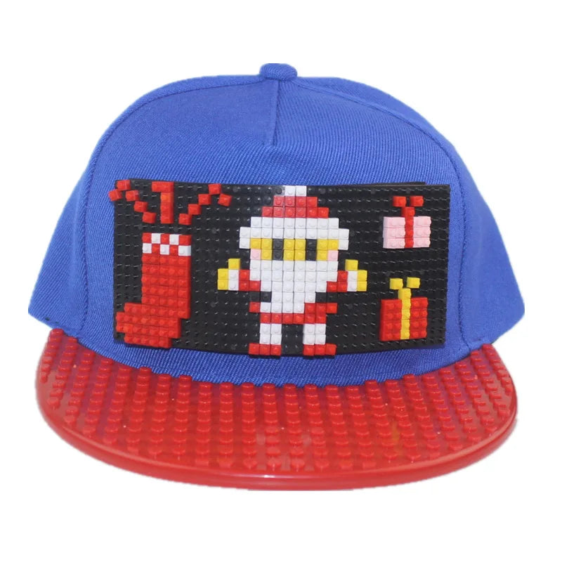 Tegneserie-patchwork-baseballkasketter, DIY-blokke, snapback-kasketter, hiphop-kasketter til mænd og kvinder, aftagelige pixel-kasketter, dad hats, kasketter til børn og voksne