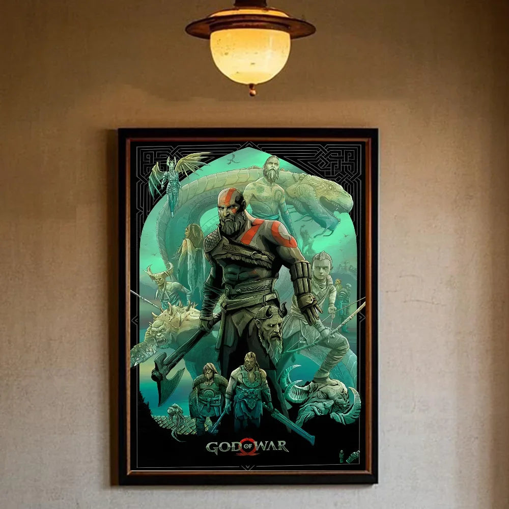 Poster HD Art  Wall  Home Living Room Bedroom Bar G-God O-Of W-War Game Aesthetic Decoration Gift Canvas