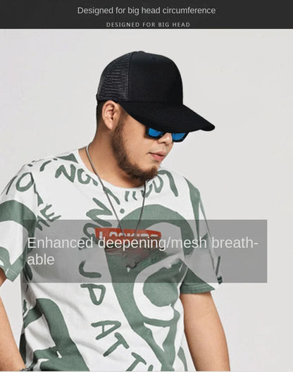 Oversize Trucker-kasket med store masker til mænd med stort hoved – XXL-baseballkasket – åndbar „Dad Hat“ – 58–60 cm, 60–65 cm