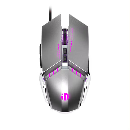 INPHIC W2 Gaming Mouse 8800 DPI Wired USB Optical Mouse with 6 Programmable Buttons, Silent Click, Ergonomic Design & RGB Breathing Light