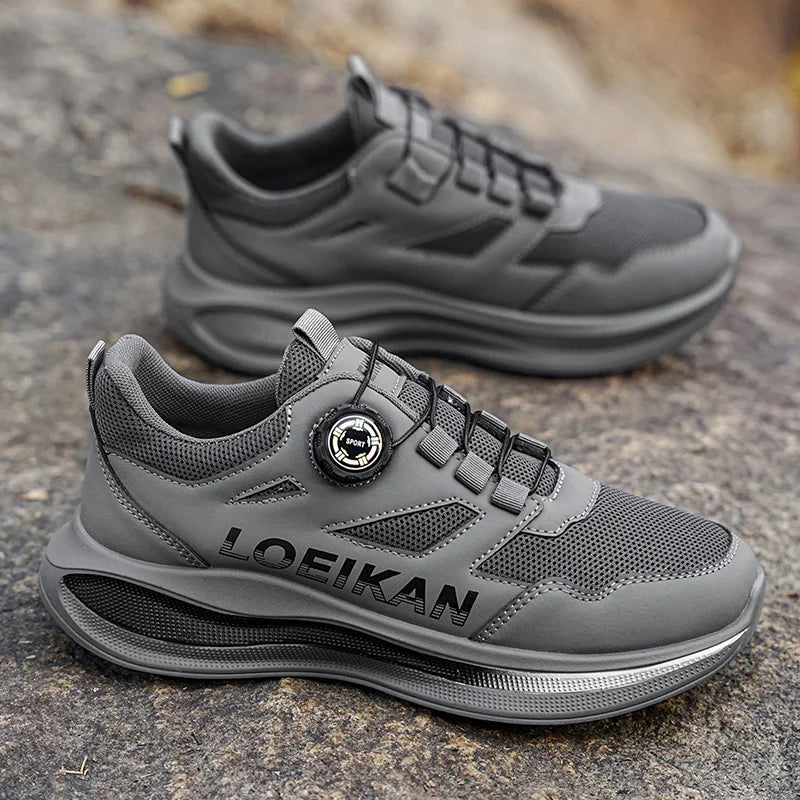 Chaussures de course à boucle rotative pour hommes, baskets respirantes en maille légère, semelle coussinée, antidérapantes, chaussures de marche quotidiennes, 2 couleurs