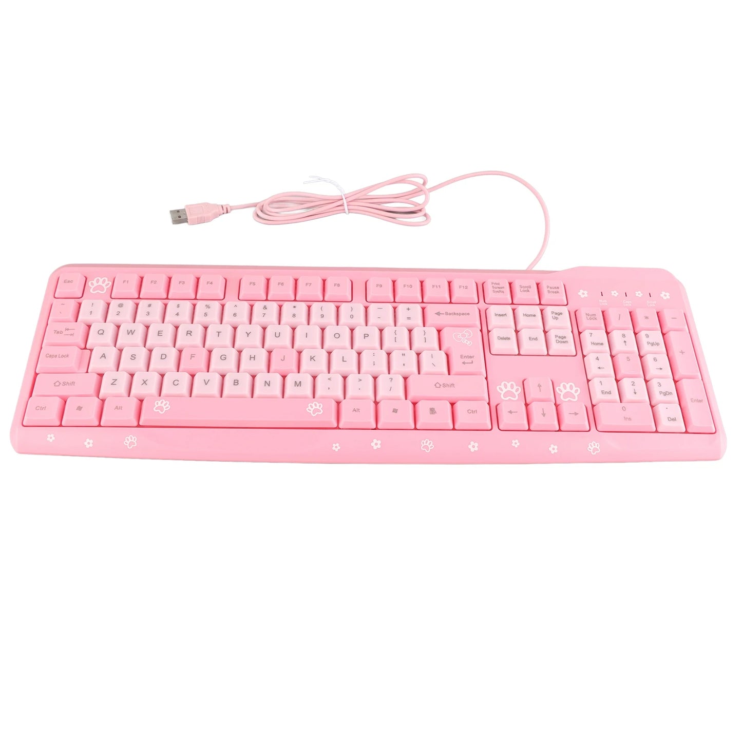 104 Keys USB Wired Keyboard Ultra Thin Cute Cartoon Ergonomic Computer Keyboard Plug and Play for Home PC Laptops