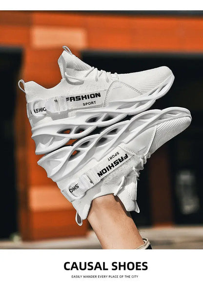Modische lila Freizeit-Sneaker für Damen und Herren, Blade-Laufschuhe, große Größe 48, leichte, atmungsaktive Sportschuhe für Herren, Mesh-Sneaker