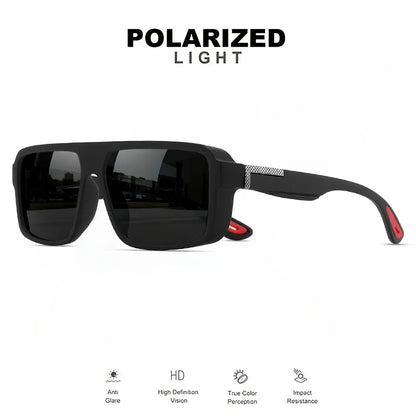 Classic Retro Punk Polarized Square Sunglasses - UV400 Unisex for Daily Casual, Outdoor Sports, Fishing & Driving