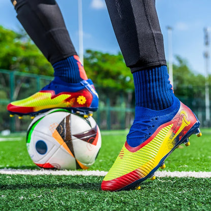 Męskie buty piłkarskie do sportu na świeżym powietrzu dla chłopców, z długimi kolcami, antypoślizgowe, oddychające, do meczów i treningów, buty piłkarskie dla dorosłych, wygodne