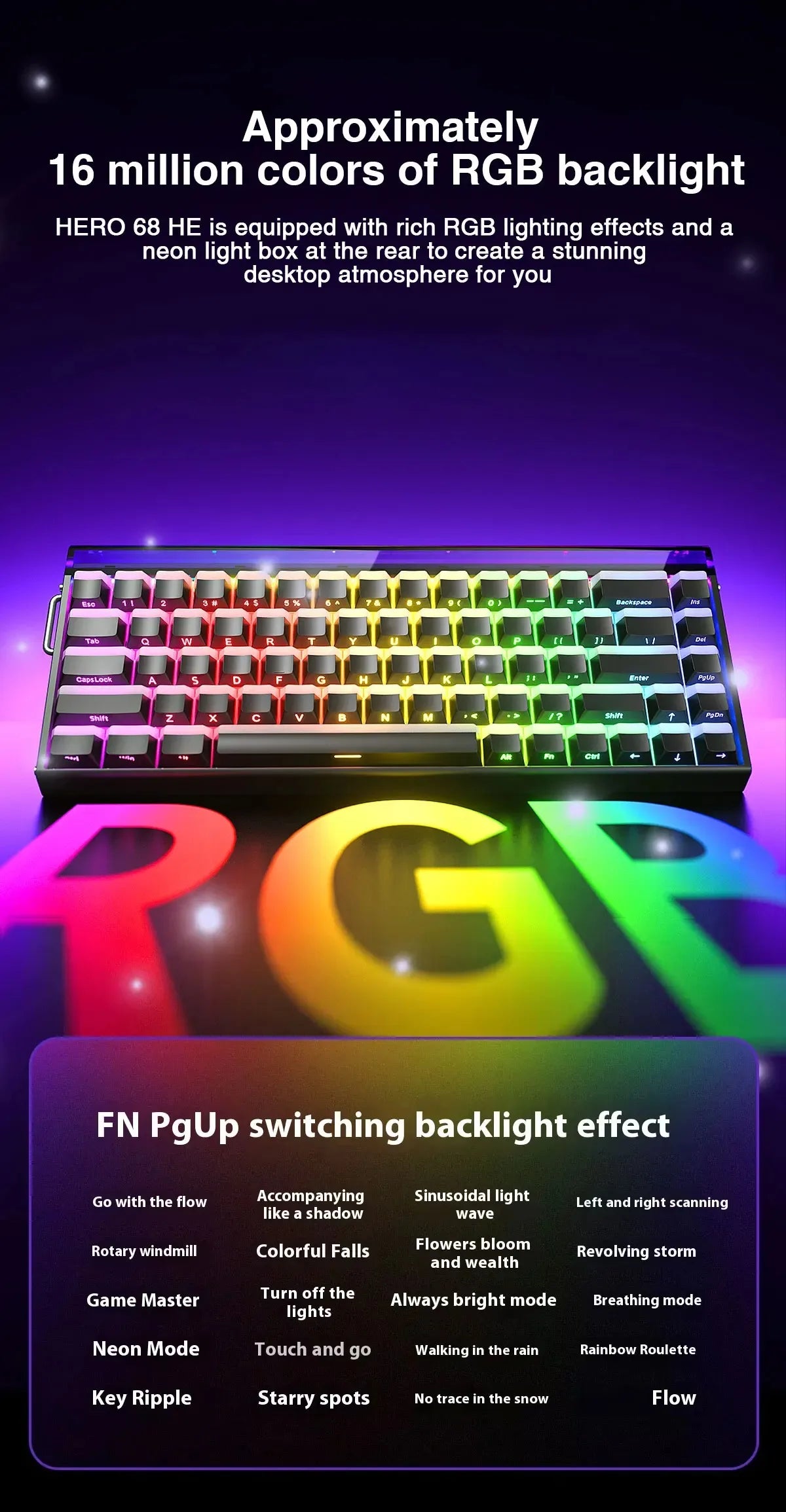 Teclado AULA HERO 68HE con interruptores magnéticos RGB Gaming mecánico Rapid Trigger retorno 8K con cable para esports personalizable