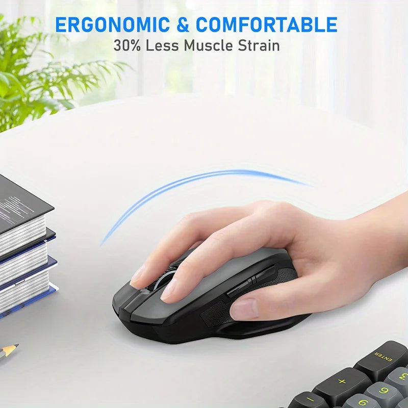 E-YOOSO 2.4G Wireless Ergonomic Mouse, 4800 DPI Optical Wireless Mouse with USB Receiver, Portable Computer Mouse for PC, Laptop & Office