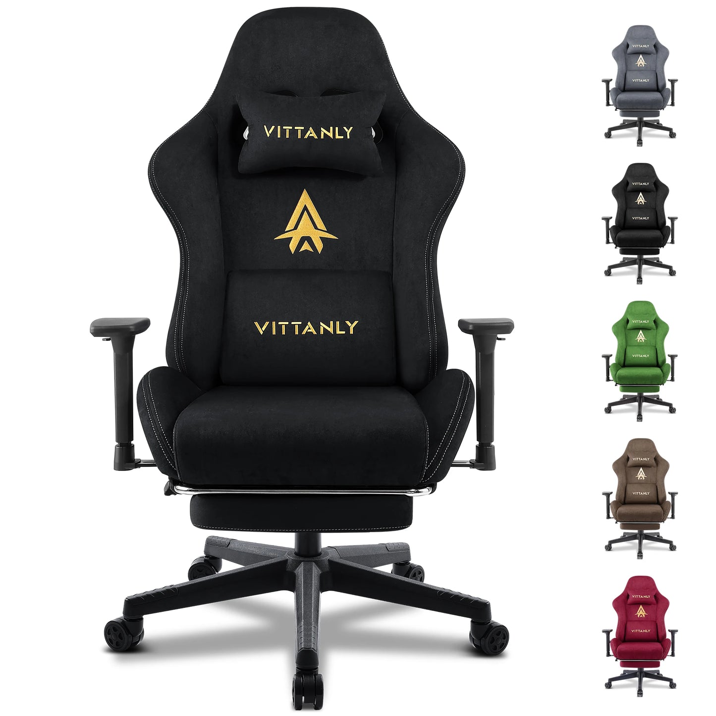 Kitinjoy Natural Suede Gaming Chair High Back Ergonomic Computer Chair with Footrest, Reclining Office Chair, Adjustable Swivel Gaming Seat