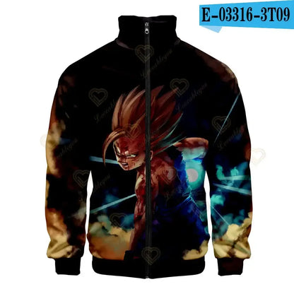 New Fashion Dragon Ball Print Stand Collar Zipper Hoodie Men Women Zipper Hoodies Jackets Long Sleeve Sport Hip Hop Sweatshirts, Produit gaming premium Fraquane