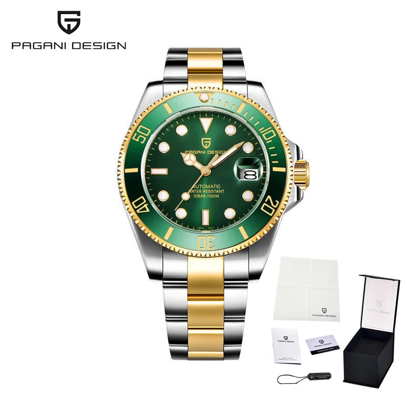 PAGANI DESIGN Diving Watch Mechanical Automatic Watch 316L Stainless Steel UltraBright Luminous Watch Top Luxury Watches for Man
