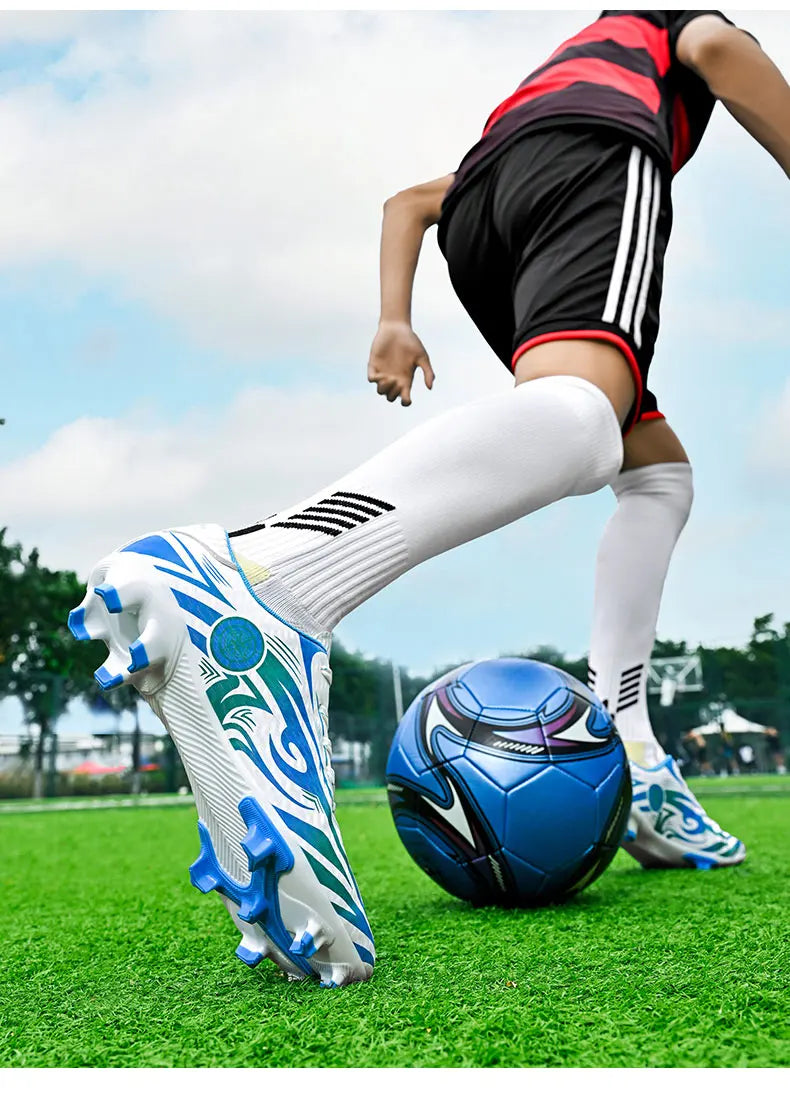 Chaussures de football originales pour hommes, chaussures d'entraînement en plein air, antidérapantes, chaussures de football pour enfants, à crampons longs, chaussures de futsal pour hommes, taille 32-45