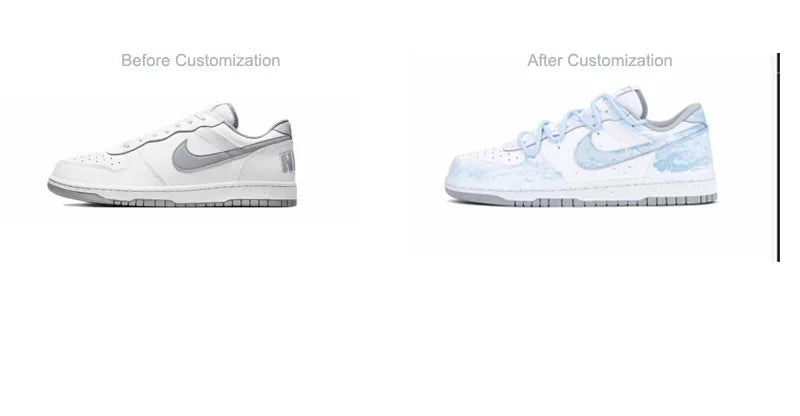 Custom Sneakers Nike Dunk "Fog Hidden Auspicious Clouds"  High-Street Retro  Chinese Ink Wash Style Low-Top Shoes For Unisex
