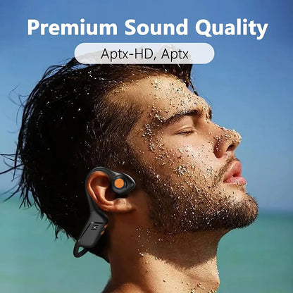 Open Ear Bluetooth 5.1 Headset Wireless Headphones with AptX HD, Noise Cancelling Mic, Waterproof Sports Headset, 24H Battery Life