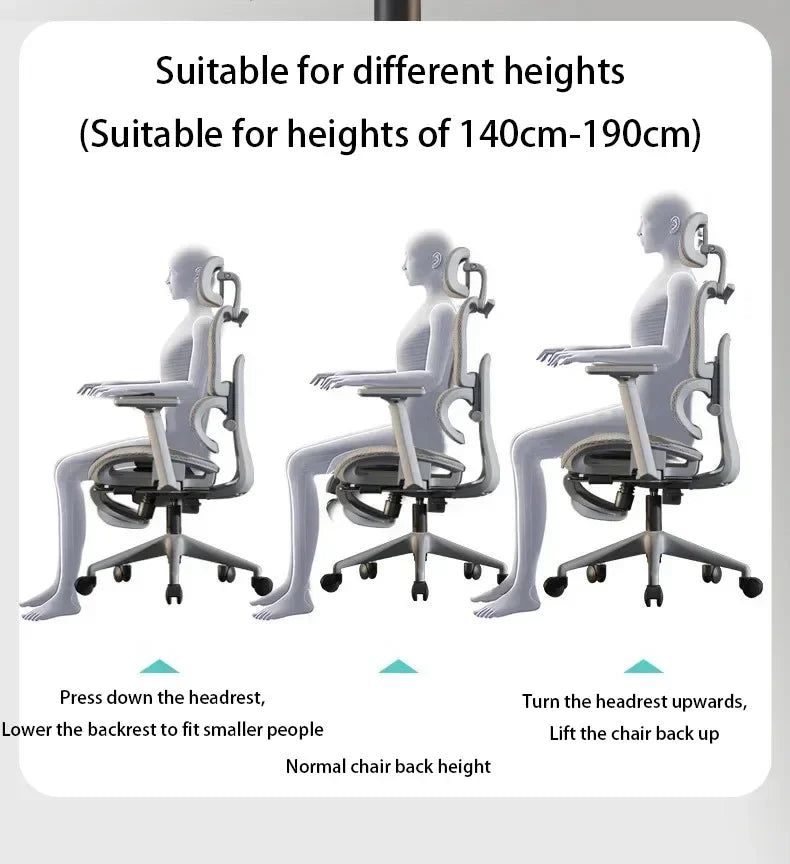Ergonomic Gaming Computer Chair Adjustable Office Chair with Lumbar Support, Mesh Executive Desk Chair with Headrest, Armrests & Foot Wheels