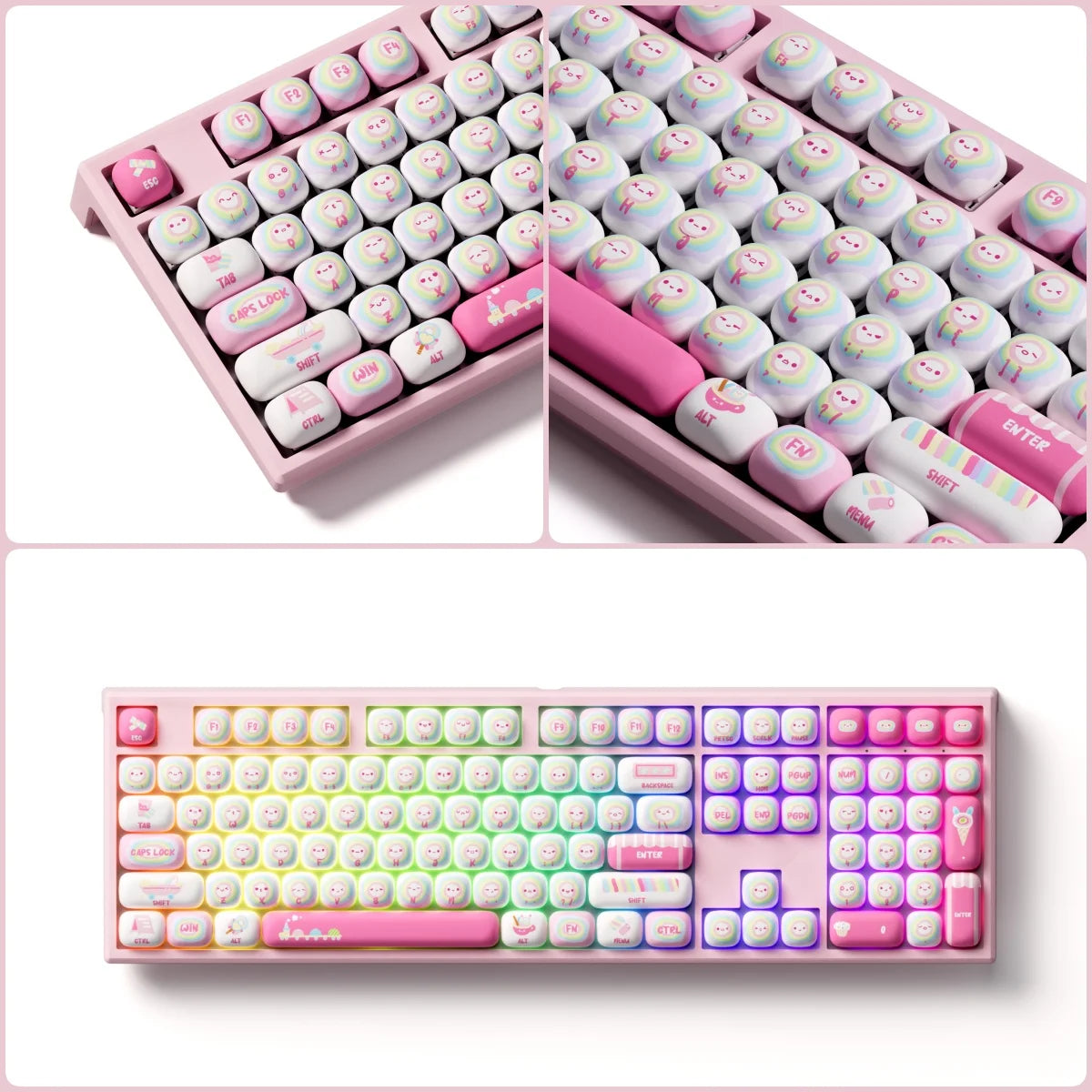 Tastiera meccanica wireless Akko MonsGeek MG108B Bun Wonderland, profilo MOG, RGB, 108 tasti, formato full size, hot swap, USB / 2.4G / BT 5.0