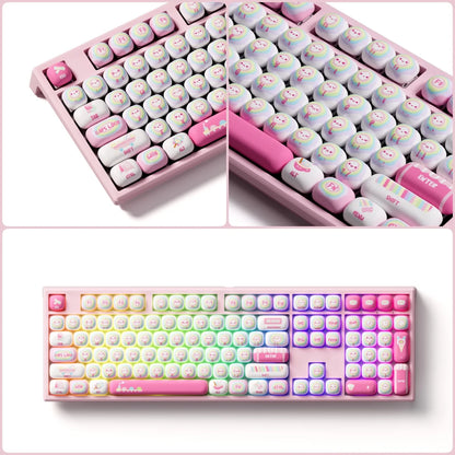 Tastiera meccanica wireless Akko MonsGeek MG108B Bun Wonderland, profilo MOG, RGB, 108 tasti, formato full size, hot swap, USB / 2.4G / BT 5.0