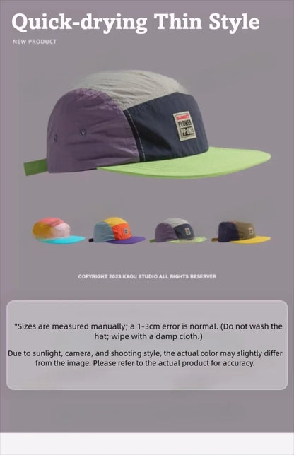 Retro Japanese Style Hip-hop Hats Thin 5 Panel Flat Brimmed Baseball Cap Breathable Quick-drying Sunscreen Hat Unisex
