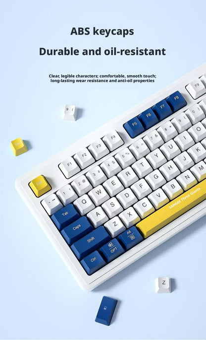 Kablet gaming-tastatur med mekanisk tastfølelse og drejeknap samt trefarvet blandet baggrundsbelysning til PC, stationær computer og bærbar computer – tilbehør