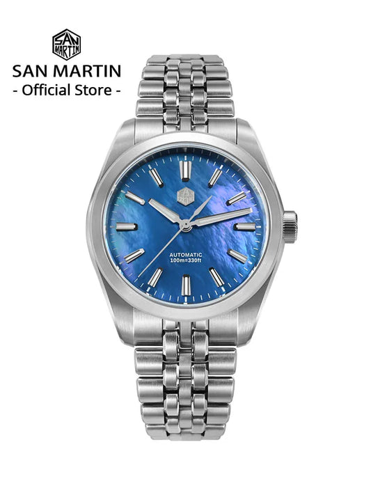 San Martin 39mm MOP Dial Sport Gada Watch Luxury Dress Men Miyota 90S5 Automatic Mechanical Wristwatch Waterproof 100m SN0144